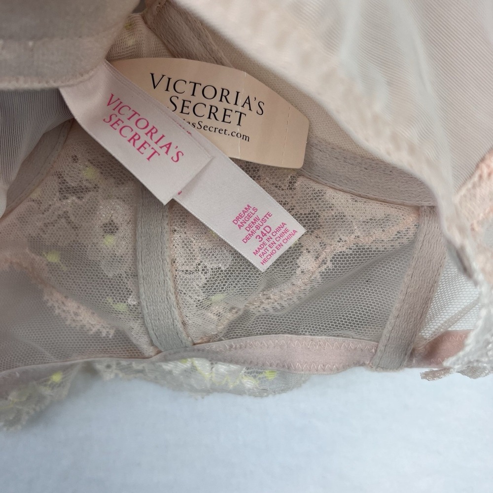 Victoria's Secret Dream Angels Padded Demi/Demi Buste Pink Bra 34D NWT - Picture 8 of 8